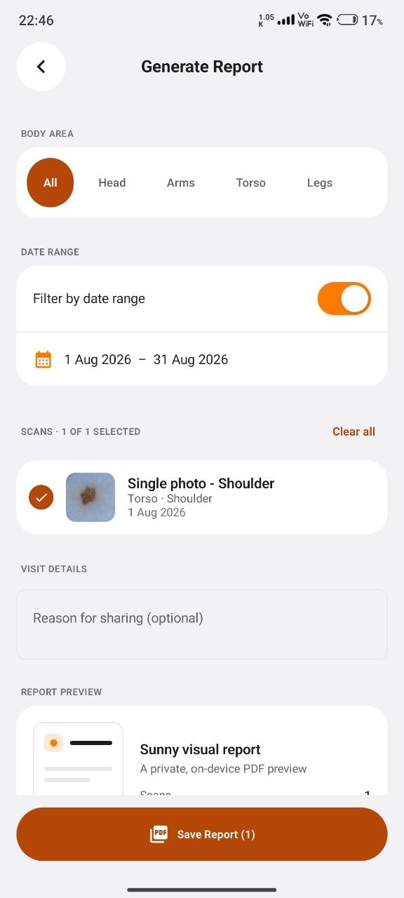 Generate a private progress report in Sunny